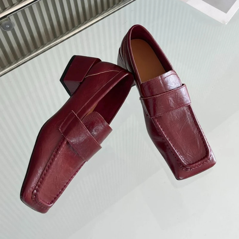 Leatherwork Designs - Dames schoenen met vierkante neus, chunky
