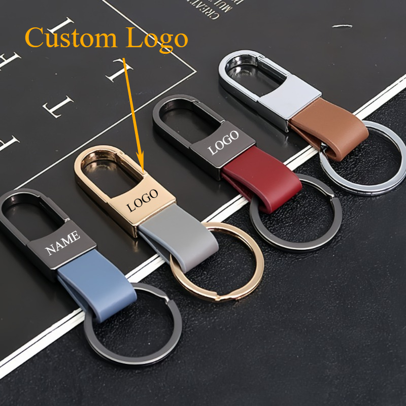 Leatherwork Keychain - Mode lederen sleutelhangers aangepaste logo naam
