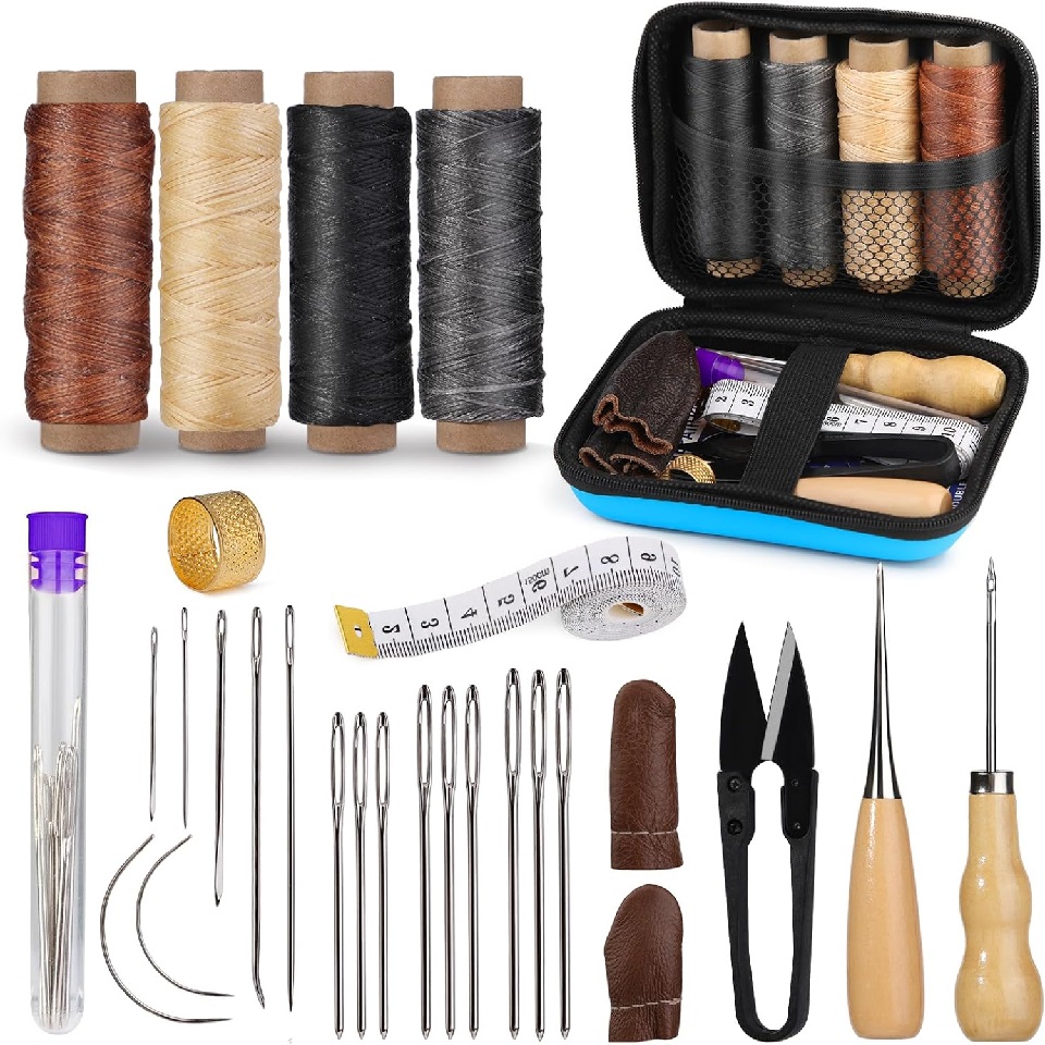 Leatherwork Awl - BUDDUR lederen naaigereedschapset met gewaxte draad