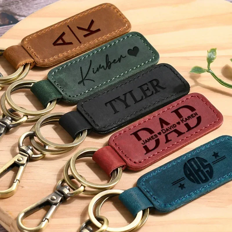 Leatherwork Keychain - Laser aangepast logo lederen sleutelhanger graveren