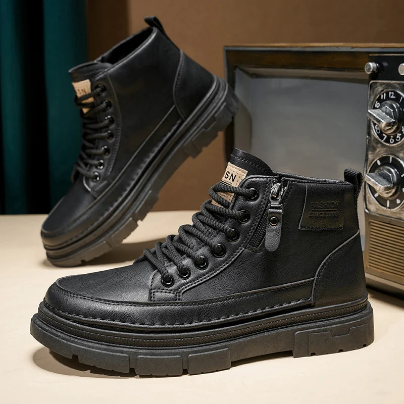 Leatherwork Designs - Retro Design Enkellaarzen voor Heren Herfst