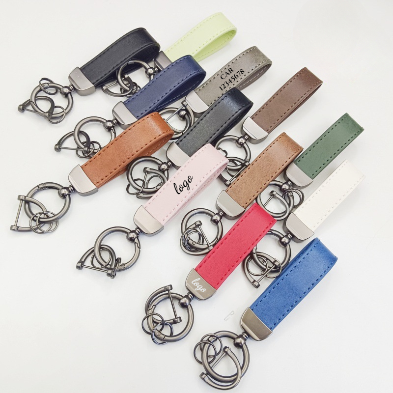 Leatherwork Keychain - Laser Custom LOGO verkleurde lederen sleutelhanger